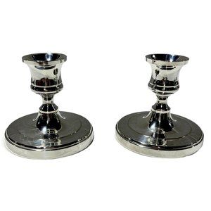 Vintage Silver Plate Candlesticks, Round Base - Set of 2